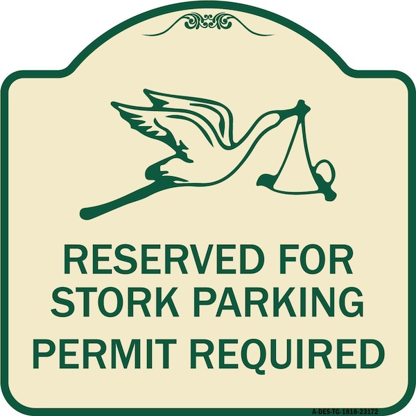 Reserved for Stork Parking Permit Required W/ Graphic Heavy-Gauge Alum, 18" x 18", TG-1818-23172